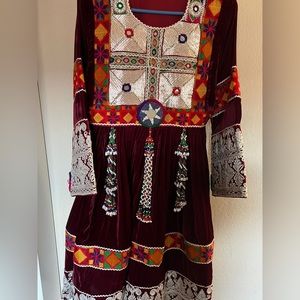 Afghan Dress Gand with stunning hand work embroidery and best quality velvet